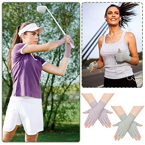 UV Protection Fingerless Gloves for Women - Light Gray, White, Pink, Purple