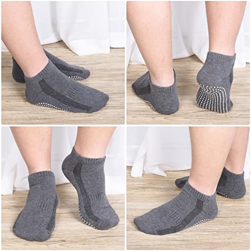 Non-Slip Yoga Socks with Grips - 4 Pairs, Dark Gray & Black