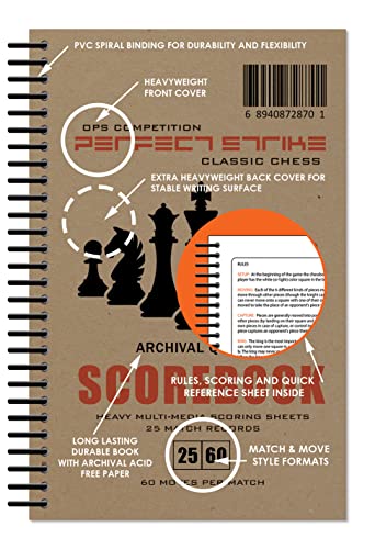 Heavy Duty Chess Scorebook with Rules & 50 Game Records - 5.5" x 8.5"