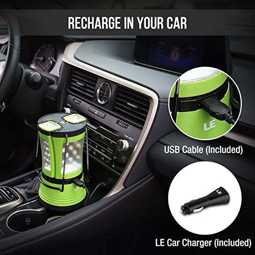 Le LED Camping Lantern 600LM with Detachable Flashlight – USB-Cable & Car Charger Included
