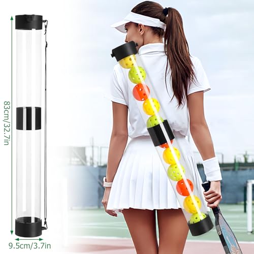Portable Tennis and Pickleball Ball Collector Tube with Strap