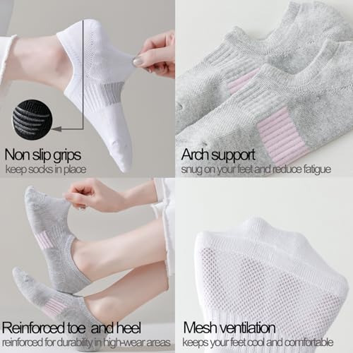No Show Socks for Women - Low Cut Athletic Invisible Liner, 4 Pairs, White