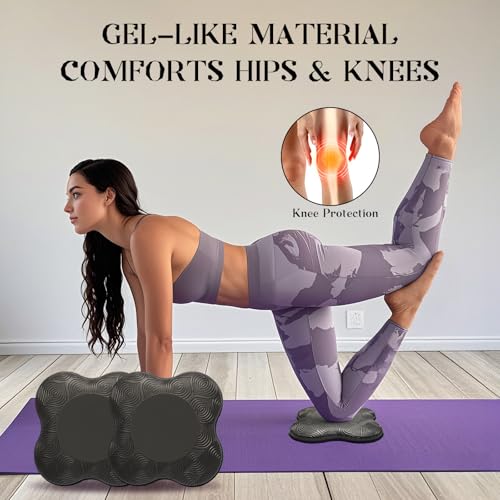 Extra Thick Yoga Knee & Elbow Cushions - 2 Packs - Black