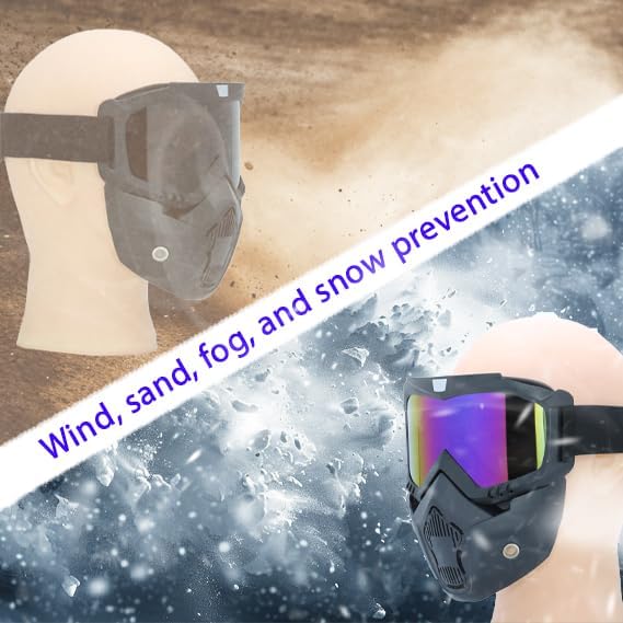 Skiennix Paintball Mask - Anti-Fog Motorcycle Helmet Goggles with Removable Face Mask | Adjustable Motocross Eyewear