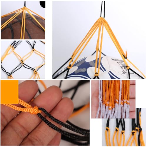 4 Pack Ball Net Bags with Air Pump Needles - Black & Yellow