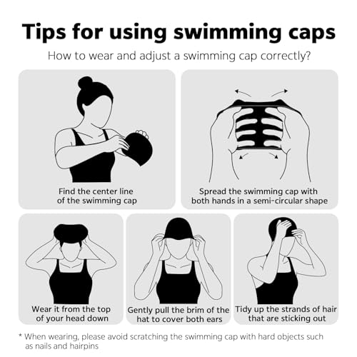 Durable Swim Cap - High Elasticity Comfortable Cloth Hat - Cat Flower