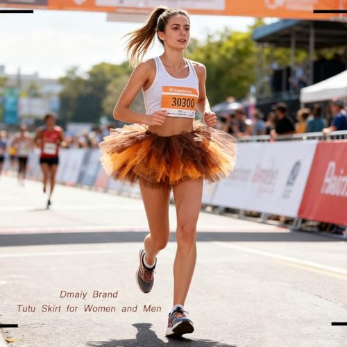 40 Short Orange-Brown Adult Tutu Skirt Elastic Layered Ballet Dance Costume