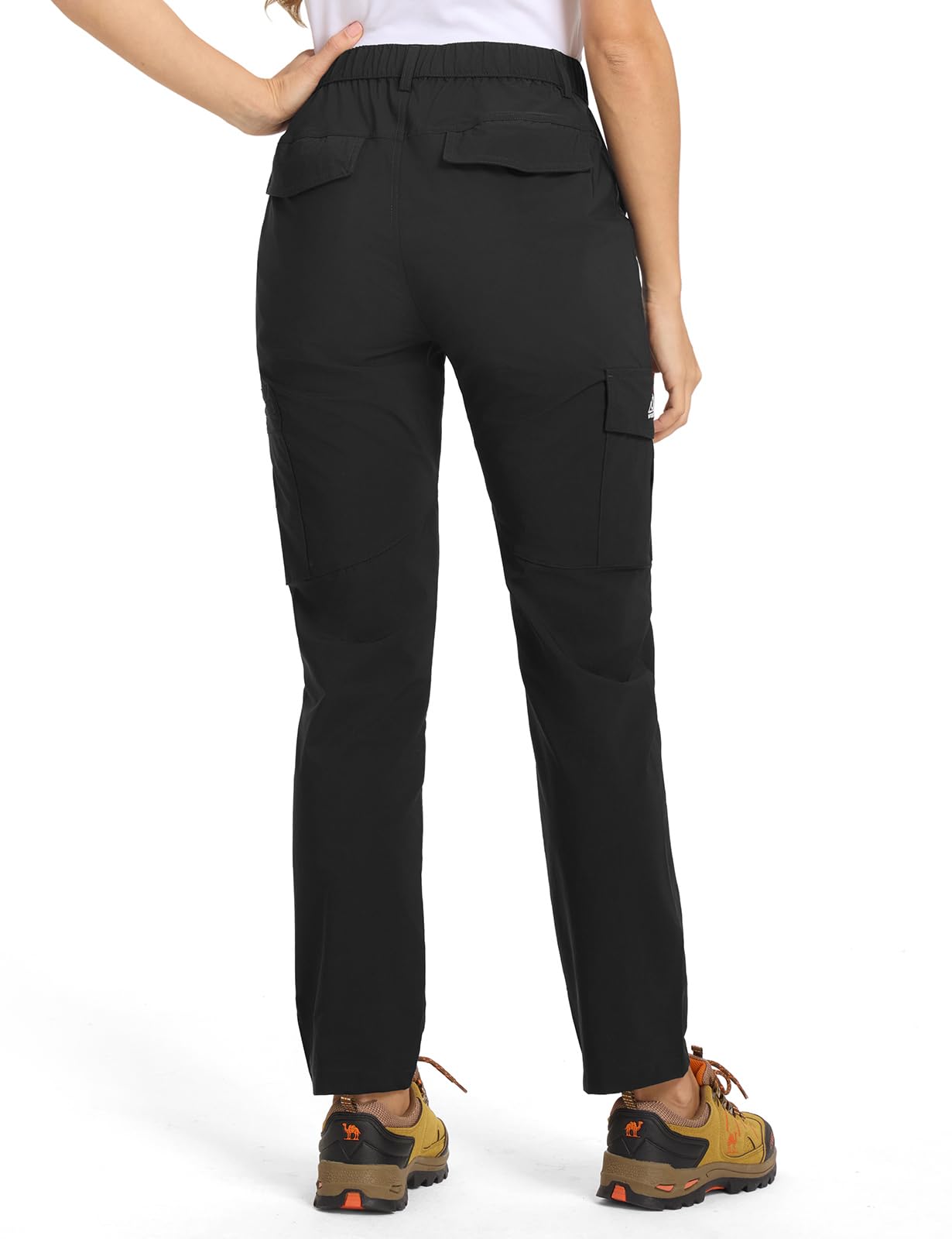 TBMPOY Women's Hiking Cargo Pants Lightweight Water Resistant Quick Dry Fishing Camping Travel Work Pant with 6 Pockets Black L