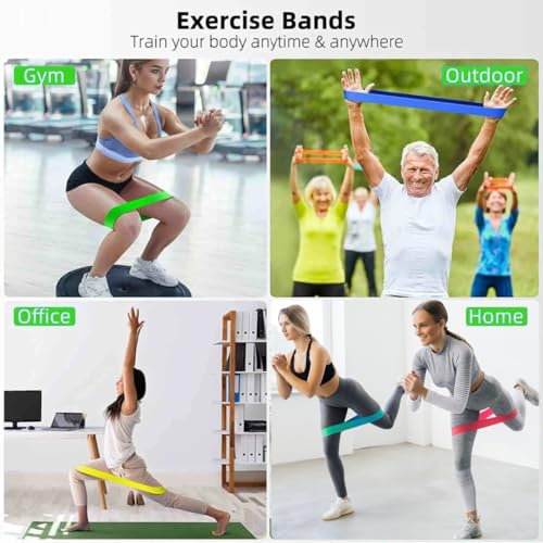 Resistance Bands Set of 5 - Natural Latex Exercise Loop Bands with 5 Levels