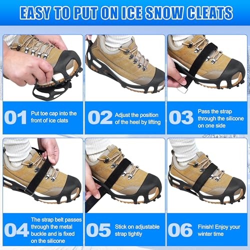 Silanon Ice Cleats 28 Steel Spikes, Crampons for Shoes/Boots, X-Large 10.5-13 Men / 11.5-14 Women