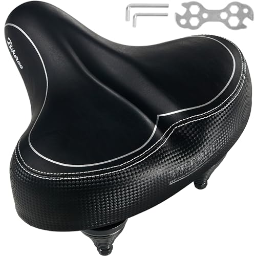 Wide Cruiser Saddle - Comfort Seat for Indoor & Outdoor Bikes - Black Faux Leather