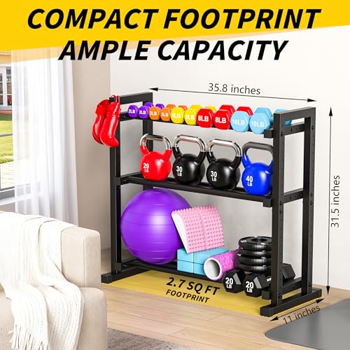 3-Tier Adjustable Dumbbell Rack - Heavy Duty Weight Stand