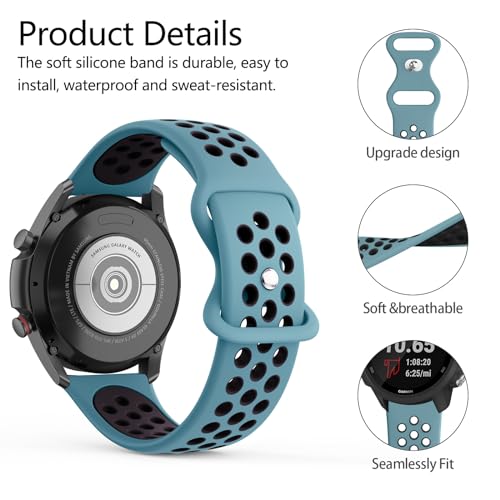 20mm Soft Silicone Sport Band for Garmin Forerunner 245/645 - Gray Blue-Black