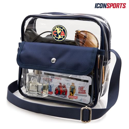Clear Crossbody Bag - Stadium-Approved with Zipper & Side Pocket - Club America