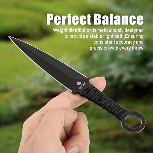 Throwing Knives Set - 3 Piece 6.5" 440 Stainless Steel with Sheath - Black