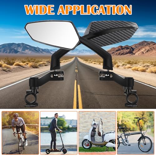 Hestya 1 Pair Handlebar Bike Mirrors, 360° Adjustable for Ebike - Classic