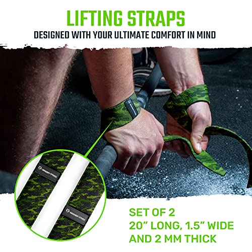 Weightlifting Straps with Neoprene Padding - 20-Inch Cotton - Camo