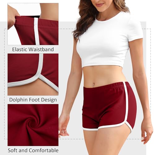 Apoway 6-Pack Women’s Cotton Dance Shorts - High Waist Yoga & Summer Workout Shorts (3XL) Black / Gray / Off-White / Navy / Wine Red