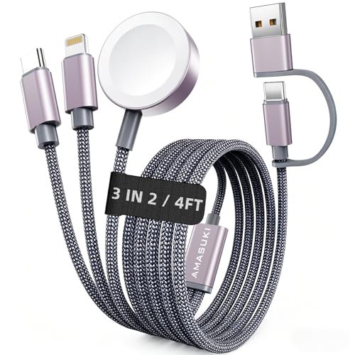 3-in-2 Multi Charging Cable for Apple Watch & iPhone - Travel Essential
