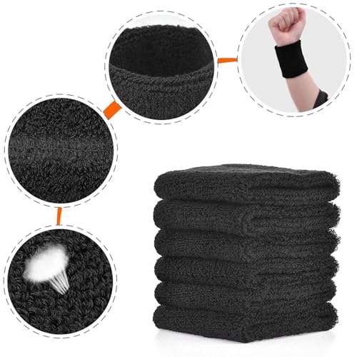 Wrist Sweatbands for Sports | Absorbent Cotton Bands (Pack of 6)