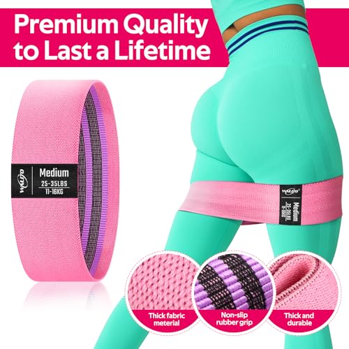 Fabric Resistance Bands Set for Glutes and Legs - Pink, Aqua, Purple