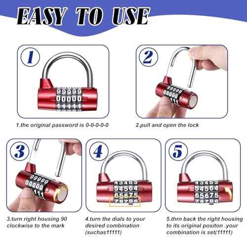 4 Pcs 5 Letter Combination Lock Heavy Duty Gym Locker 5 Digit Word Locker Keyless Resettable Metal Lock for College Gym Toolbox Hasp Cabinet (Number)