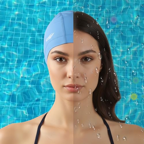 High Elasticity Swim Cap - Breathable Hair Protection - Blue Medium