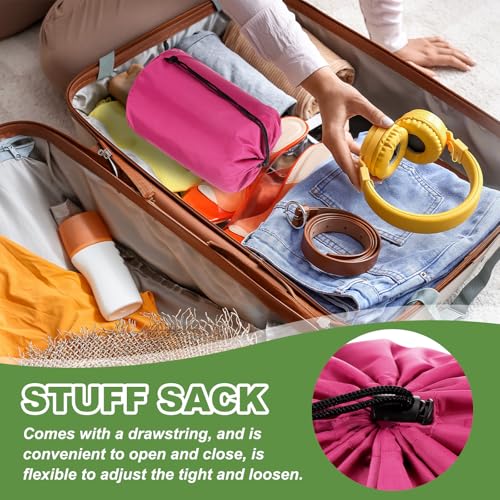 Waterproof Stuff Sack - Portable Drawstring Storage Bag, 7 x 13 Inch, Rose Red