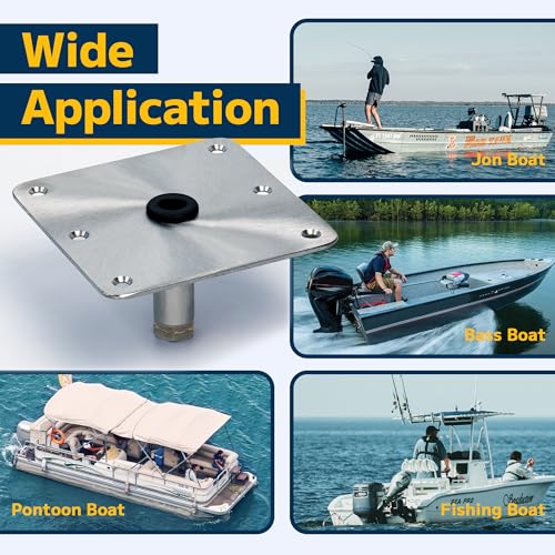 Marinexplore 2 Pack Stainless Steel Boat Seat Base 7x7 inch for 3/4" Pin Post Socket