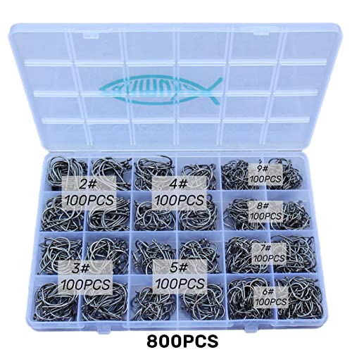 Anmuka 800pcs Fishing Hooks Set - Saltwater & Freshwater, Multiple Sizes
