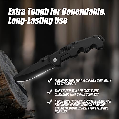 Folding Pocket Knife with Stainless Steel Blade - Lightweight Multi-Tool for Camping & Survival