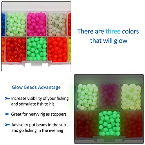 Fishing Beads Assortment - 5mm Plastic Glow Mix (1000 pcs)