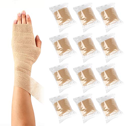 12 Pack Self Adherent Cohesive Wrap Bandages - 2 Inch x 5 Yards