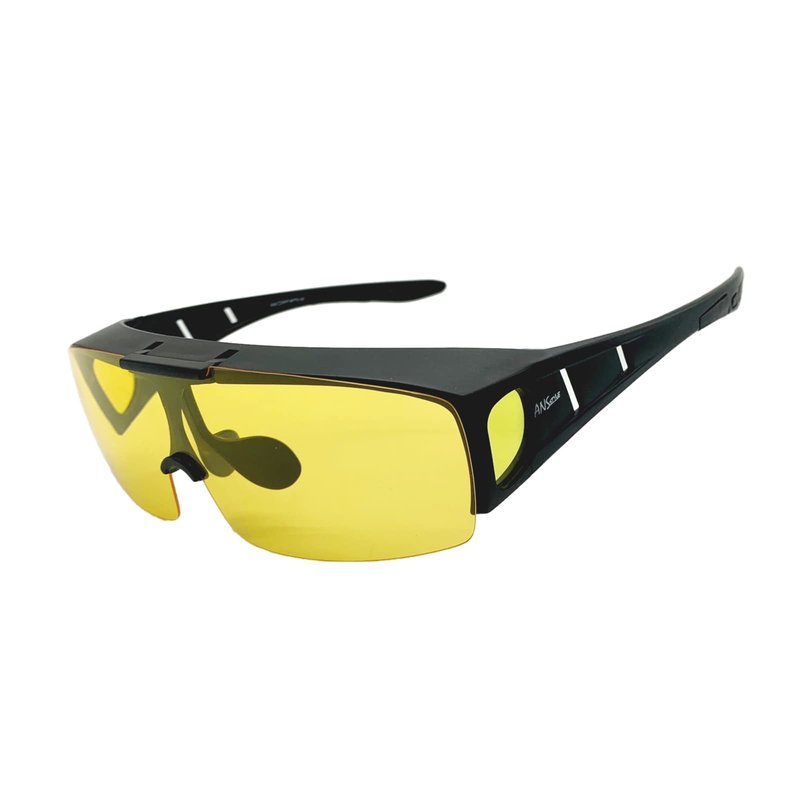 XII WY One piece Shield Sport Sunglasses fit over polarized Night Yellow lens