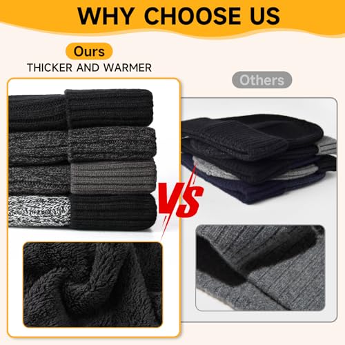 BESSTEVEN Winter Beanie Hat for Men Women - Fleece Lined Knit Cuffed One Size (Black/Grey)