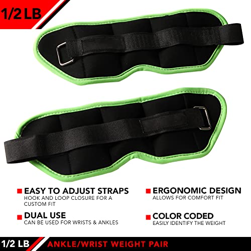 Adjustable Ankle Weights - 0.5 lb Pair with Velcro Straps