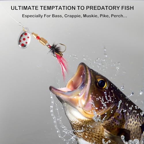 10-Piece Inline Spinner Fishing Lure Set with Tackle Box