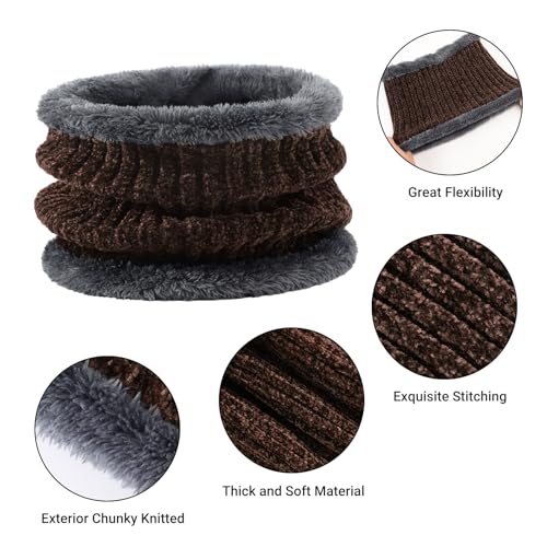 3-Piece Winter Beanie Hat, Scarf & Touchscreen Gloves Set - Coffee Chenille