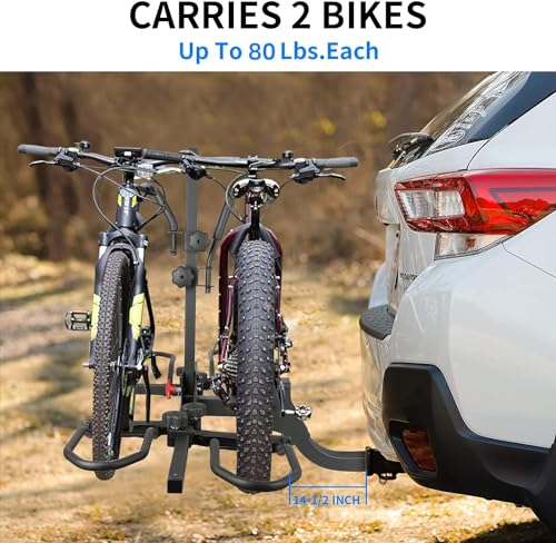 Smart Tilting Folding Bicycle Rack for 2 Bikes, 160 lbs Capacity