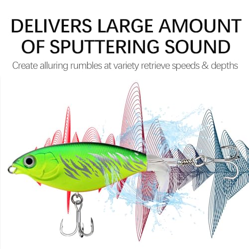Whopper Popper Fishing Lure with 3D Eyes - Mixing Colors