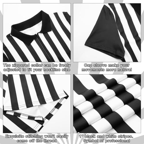 Women's Referee Shirt Dress - Umpire Jersey with Zipper Collar - Large