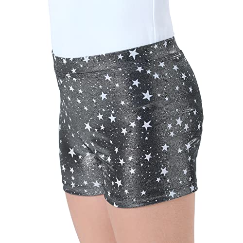 Gymnastics Shorts for Girls - Glitter Sparkle Tumbling Bottoms - Starry Black