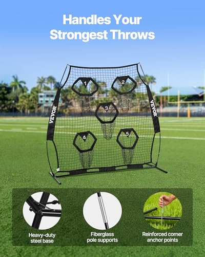 6x6 ft Football Passing Net with Targets, Durable Training Equipment for QB Accuracy