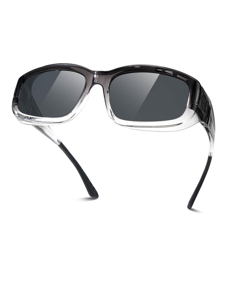 Meeloog Polarized Sports Sunglasses Fit Over Glasses for Men Women, Wrap Around UV Protection Shades Driving Cycling Fishing (P1 Grey Frame/Dark Grey Lens)