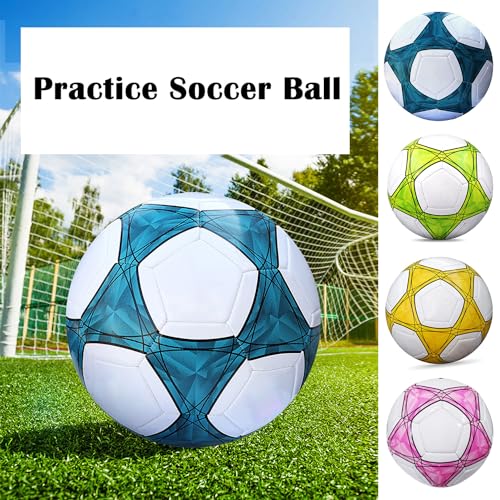 AYANICA Soccer Ball Size 5 with Pump & Needle, Blue – PU Practice Ball