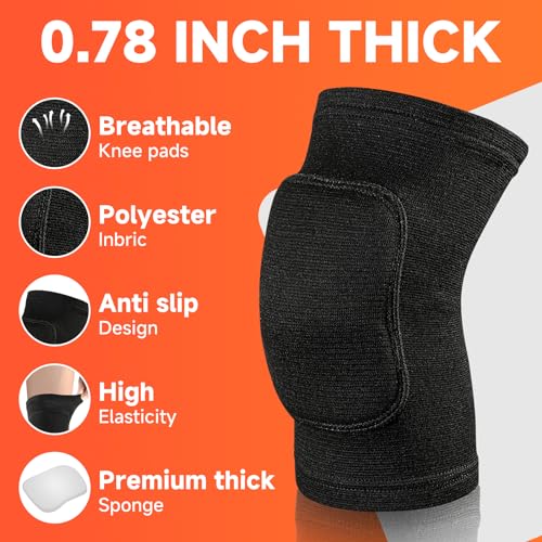 Volleyball Knee Pads - Soft, Breathable Protection for Adults & Kids - Black, Large