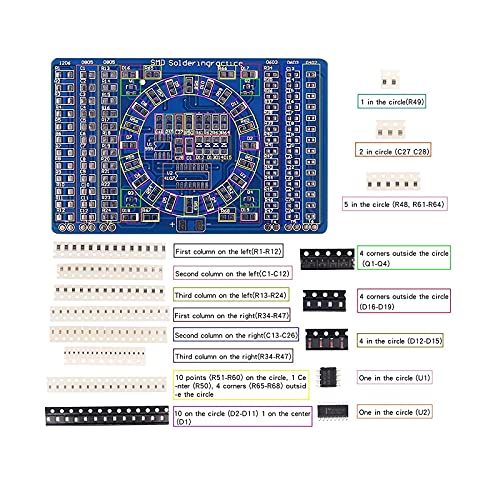 Soldering Practice Kit,3 Kits SMD SMT Weldering Skills Training Board(Soldering-All)