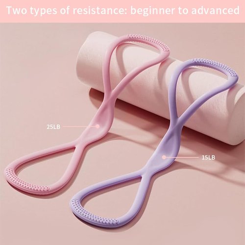 Figure 8 Resistance Band for Women & Men – 25LB Silicone Pull Rope for Shoulder, Back & Arm Workout – Non-Slip Handles, Home Gym & Yoga