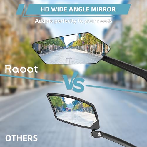 HD Bicycle Mirror for Handlebar 20-24mm - 2 Pack, Wide View, 360° Rotation