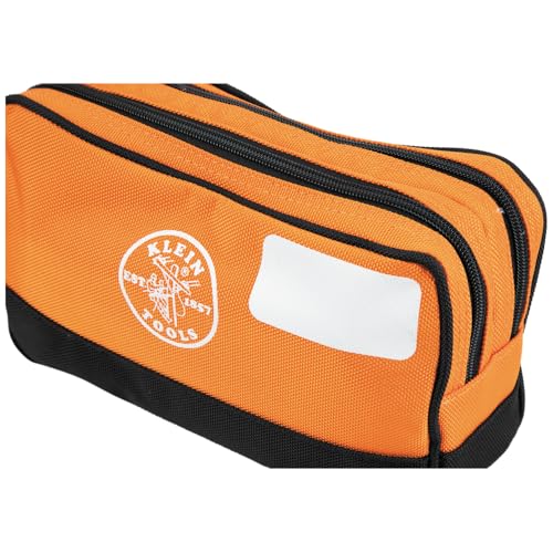 Klein Tools 55582 Tool Pouch Zipper Bag, Dual Compartments, 10-Inch x 6-Inch Heavy Duty Tool Bag Organizer, Multipurpose for Tools to Crafts